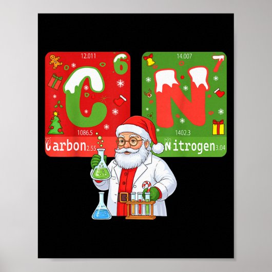 クリスマス 67 メーム 科学 化学 おもしろ 周期 ポスター (正面)