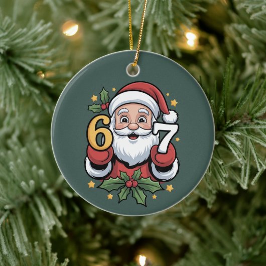クリスマス 67 楽しい Xmas シックス セブン サンタ セラミックオーナメント (ツリー)