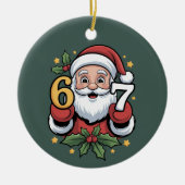 クリスマス 67 楽しい Xmas シックス セブン サンタ セラミックオーナメント (正面)