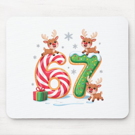 クリスマス 67 面白い クリスマス シックス セブン ダサいスウェーター 6-7 マウスパッド (正面)