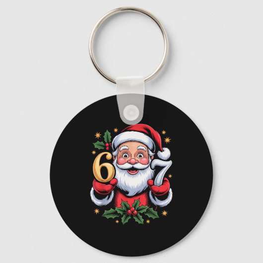 クリスマス 67 面白い Xmas シックス セブン アグリーセーター 6-7 キーホルダー (正面)