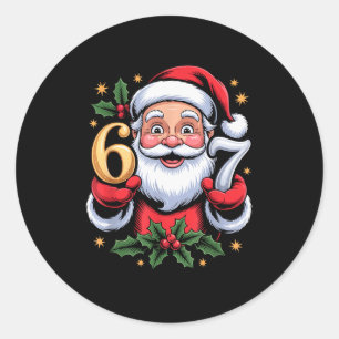 クリスマス 67 面白い Xmas シックス セブン アグリーセーター 6-7 ラウンドシール