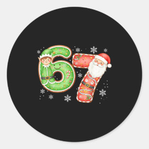 クリスマス 6 7 シックス セブン おもしろ 67 メーム サンタクロース ラウンドシール