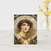 クリスマス – AI -アールヌーボー- B カード (黄色い花)