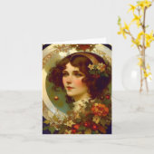 クリスマス – AI -アールヌーボー- F カード (黄色い花)