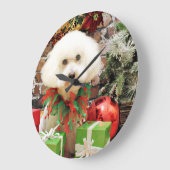 クリスマス – Bichon Frise -ハーレー ラージ壁時計 (傾斜)