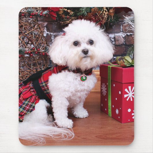 クリスマス- Bichon Frise - Mia マウスパッド (正面)