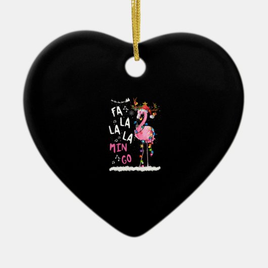 クリスマス- Fa-La-Laミンゴフラミンゴ(クリスマス) セラミックオーナメント (正面)