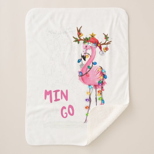 クリスマス – Fa-La-La Mingo Flamingo With Christmas シェルパブランケット (正面)