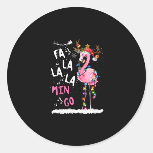 クリスマス – Fa-La-La Mingo Flamingo With Christmas ラウンドシール (正面)