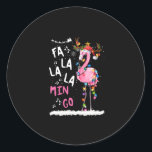 クリスマス – Fa-La-La Mingo Flamingo With Christmas ラウンドシール<br><div class="desc">クリスマス – Fa-La-La Mingo Flamingoクリスマスライト付き</div>