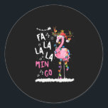 クリスマス – Fa-La-La Mingo Flamingo With Christmas ラウンドシール<br><div class="desc">クリスマス – Fa-La-La Mingo Flamingoクリスマスライト付き</div>