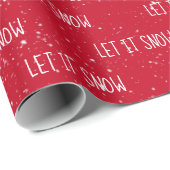 クリスマス LET IT SNOW テキスト スノーフレーク ラッピングペーパー (ロールコーナー)