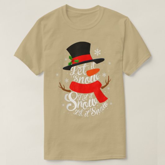 クリスマス、let It Snow、雪だるま、冬雪だるま Tシャツ (デザイン正面)