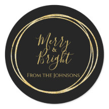 クリスマス merry and bright 家族名 ブラック ゴールド