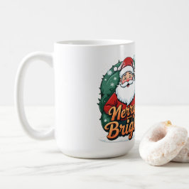 クリスマス – “Merry & Bright サンタ” コーヒーマグカップ