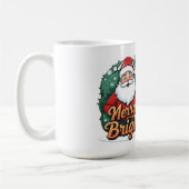 クリスマス – “Merry & Bright サンタ” コーヒーマグカップ (左)