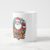 クリスマス – “Merry & Bright サンタ” ジャンボコーヒーマグカップ (正面)