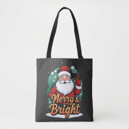 クリスマス – “Merry & Bright サンタ” トートバッグ