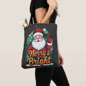 クリスマス – “Merry & Bright サンタ” トートバッグ (クローズアップ)
