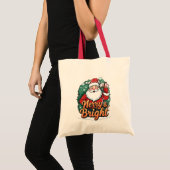 クリスマス – “Merry & Bright サンタ” トートバッグ (正面(商品))