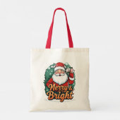 クリスマス – “Merry & Bright サンタ” トートバッグ (裏面)