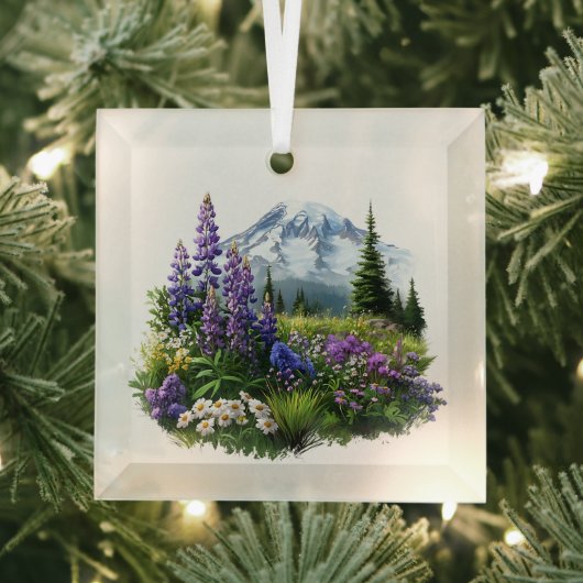クリスマス Mt. Rainier ガラスオーナメント (インサイチュ)