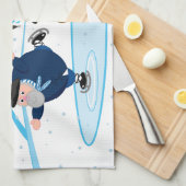 、クリスマス/Navidad、アイススケートしているOlentzero編集して下さい キッチンタオル (四つ折り)