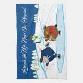 、クリスマス/Navidad、アイススケートしているOlentzero編集して下さい キッチンタオル (縦)