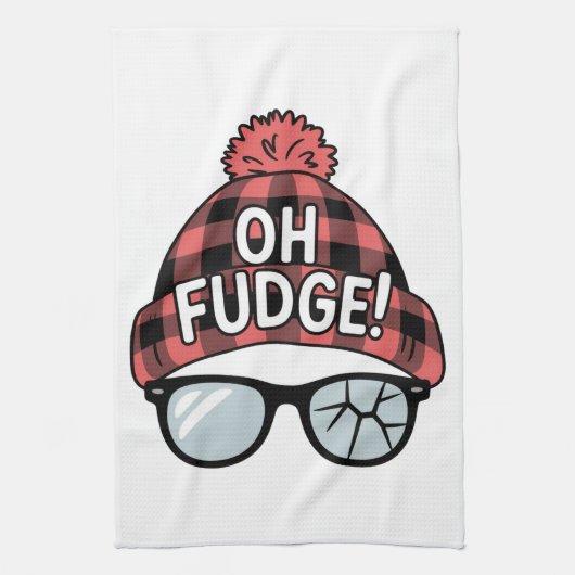 クリスマス Oh Fudge クリスマス休暇 楽しい休日 キッチンタオル (縦)