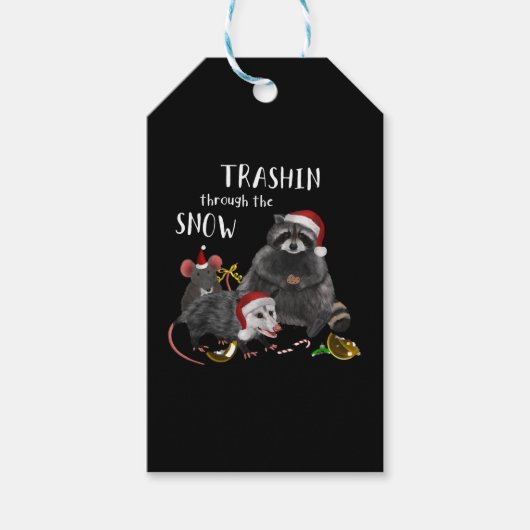 クリスマス – Racoon Mouse Rat Opossum ギフトタグ (正面)