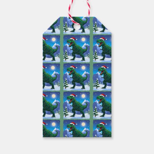 クリスマス T レックス ギフトタグ (正面)
