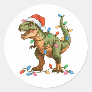 クリスマス+T+レックス+恐竜+Xmas+ディノ+ティラノサウルス ラウンドシール