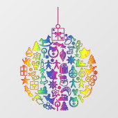 クリスマス- Tree – クリスマスアイコン付きボール1 ウィンドウサイン (シート)