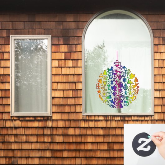 クリスマス- Tree – クリスマスアイコン付きボール1 ウィンドウサイン (ホームウィンドウ)