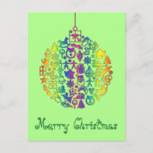 クリスマス- Tree – クリスマスアイコン付きボール1 ポストカード (正面)