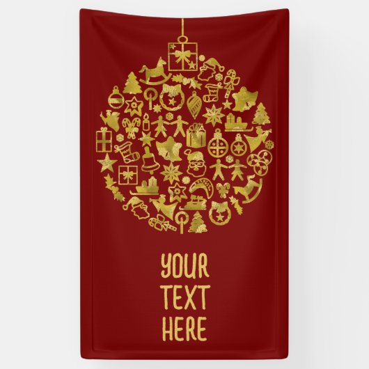 クリスマス- Tree – クリスマスアイコン付きボール2 横断幕 (縦)