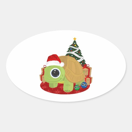 クリスマス – Turtle 楕円形シール (正面)