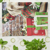 クリスマス- Weimaraner -ルーシー キッチンタオル (折り畳み)