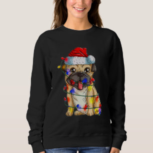 クリスマス Xmas 祭 ライト 犬 パグ スウェットシャツ
