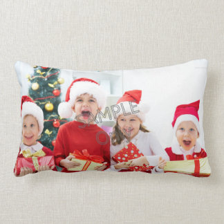 クリスマス Xmas 2人の子供の家族の写真テンプレート ランバークッション