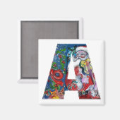 クリスマスAレター/バイリンモノグラム付きサンタ マグネット (正面/裏面)