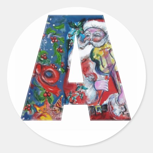 クリスマスAレター/バイリンモノグラム付きサンタ ラウンドシール (正面)