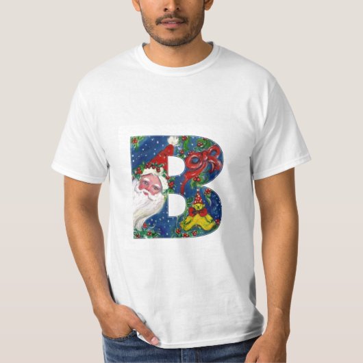 クリスマスBレター/レッドリボン付きサンタクロース Tシャツ (正面)
