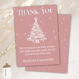 クリスマスBohoピンクの女の子ベビーシャワーありがとう 招待状