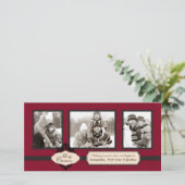 クリスマスBrocade赤いフォトカード シーズンカード (スタンド正面)