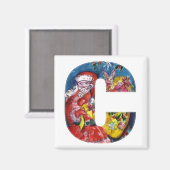 クリスマスCレター/ギフトモノグラム付きサンタ マグネット (正面/裏面)