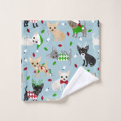 クリスマスChihuahuaオールコーツバスタオルセット バスタオルセット (ウォッシュタオル)