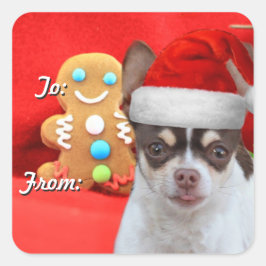 クリスマスChihuahua子犬のギフトラベルシール スクエアシール