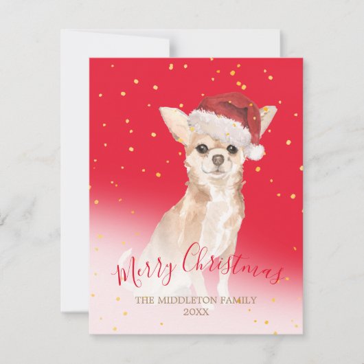 クリスマスChihuahua犬金ゴールド赤い季節の挨拶 (正面)